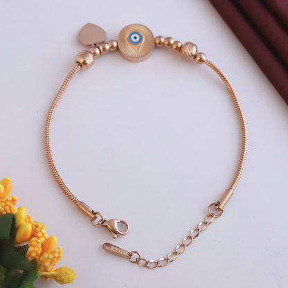 Evil Eye Chain Bracelet Gold Plated – Single Layer, Anti-Tarnish, Waterproof(ROSE GOLD)