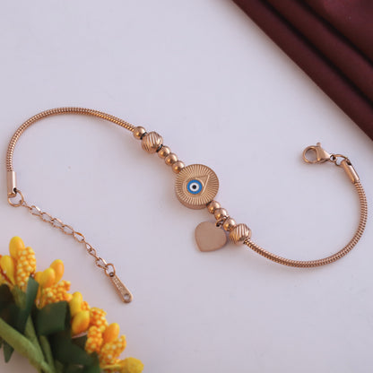 Evil Eye Chain Bracelet Gold Plated – Single Layer, Anti-Tarnish, Waterproof(ROSE GOLD)