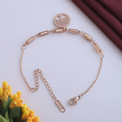 Life Chain Chain Bracelet Gold Plated – Single Layer, Anti-Tarnish, Waterproof(ROSE GOLD)