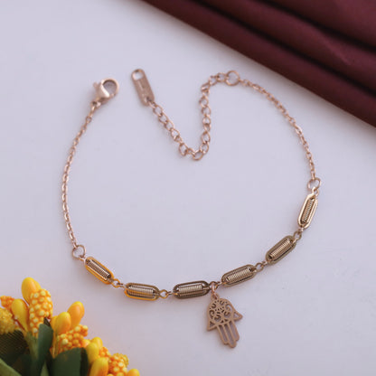 Hamza Chain Bracelet Gold Plated – Single Layer, Anti-Tarnish, Waterproof(ROSE GOLD)