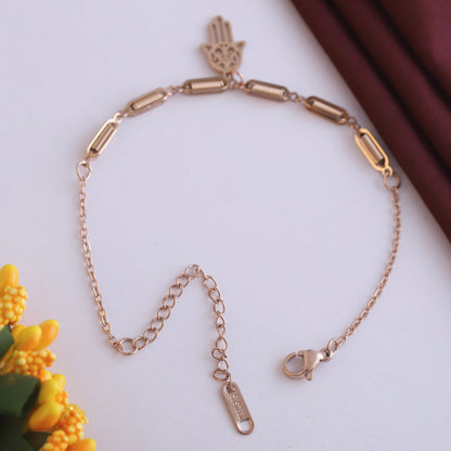 Hamza Chain Bracelet Gold Plated – Single Layer, Anti-Tarnish, Waterproof(ROSE GOLD)