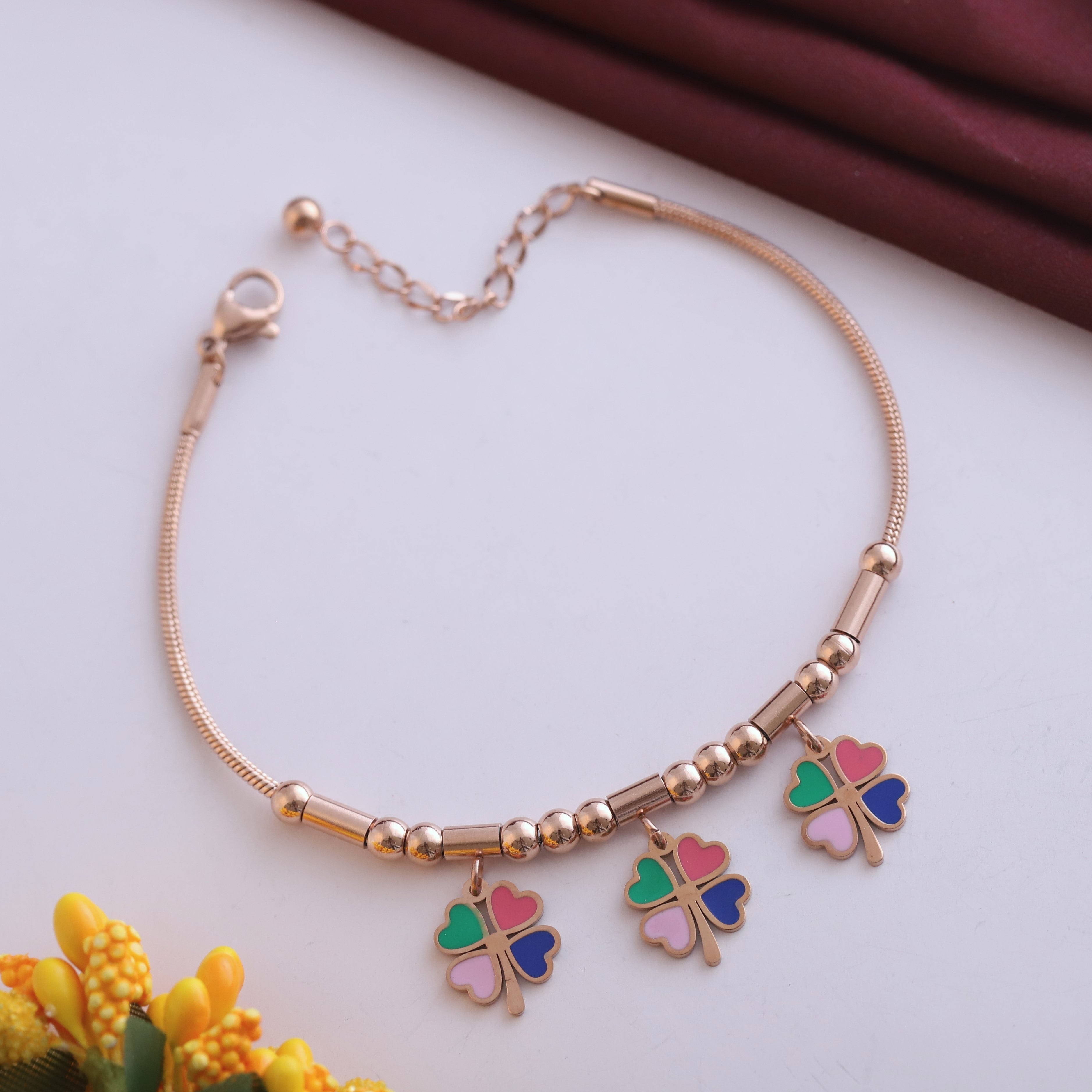 Flower Charm Chain Bracelet Gold Plated – Single Layer, Anti-Tarnish, Waterproof, Minimalist Style (ROSE GOLD)