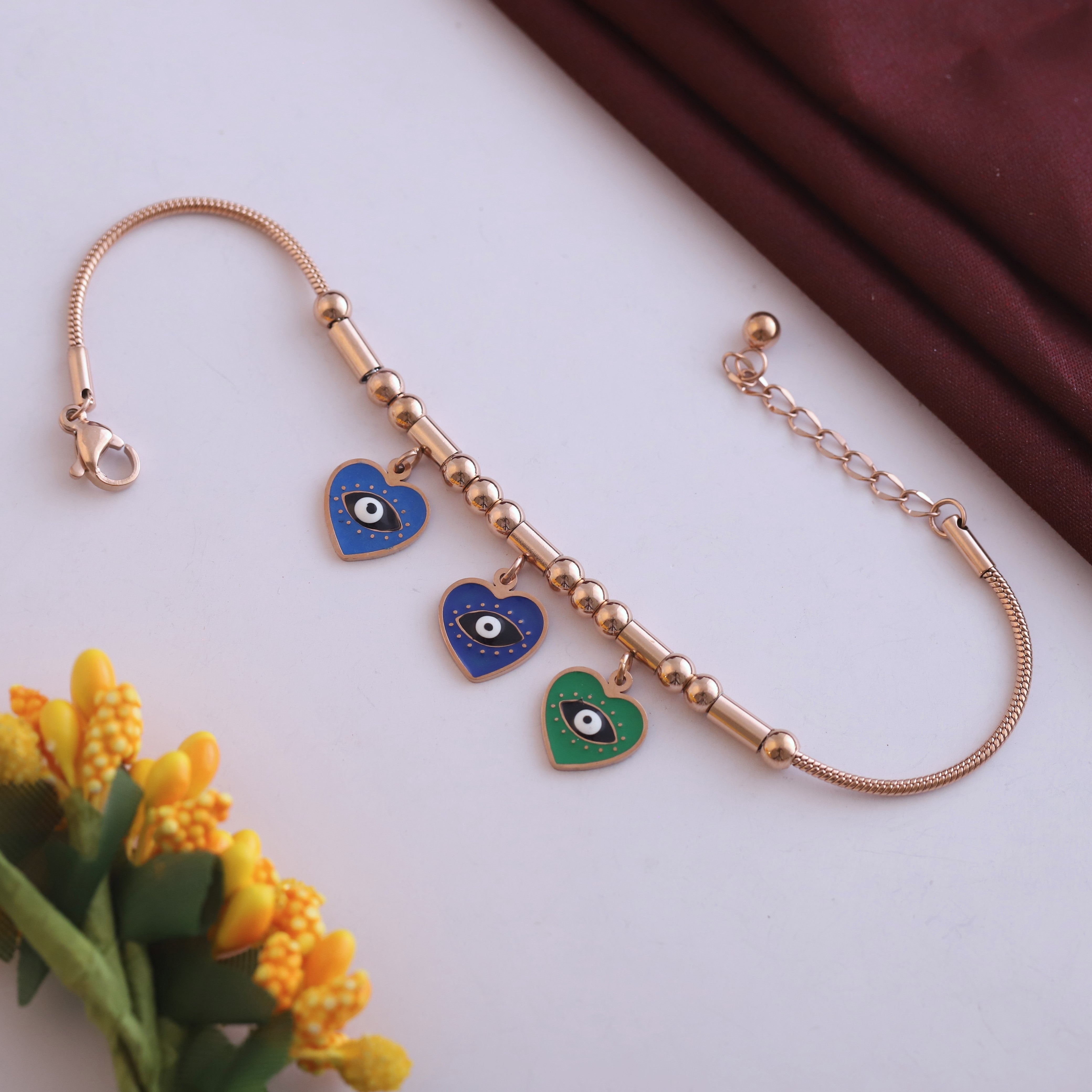 Heart Charm Chain Bracelet Gold Plated – Single Layer, Anti-Tarnish, Waterproof, Minimalist Style (ROSE GOLD)