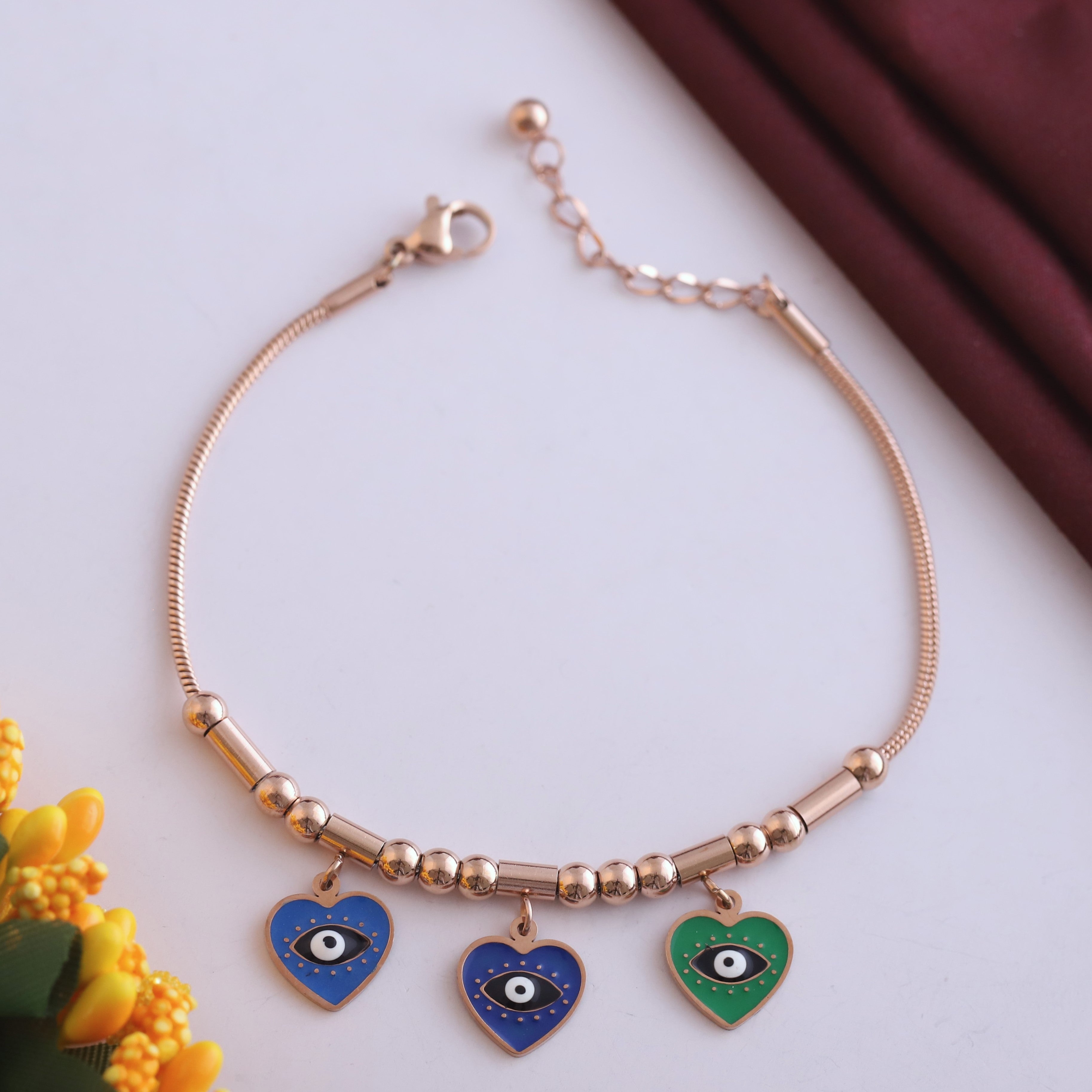 Heart Charm Chain Bracelet Gold Plated – Single Layer, Anti-Tarnish, Waterproof, Minimalist Style (ROSE GOLD)