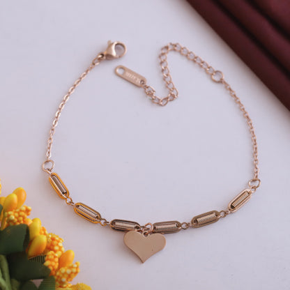 Heart Chain Bracelet Gold Plated – Single Layer, Anti-Tarnish, Waterproof(ROSE GOLD)