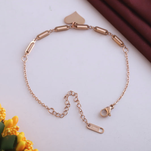 Heart Chain Bracelet Gold Plated – Single Layer, Anti-Tarnish, Waterproof(ROSE GOLD)