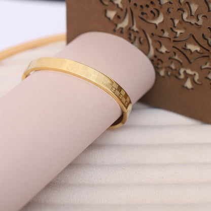 Premium Men’s Gold-Tone Bracelet with OM Engraving – Modern Minimalist Bangle for Stylish & Confident Look