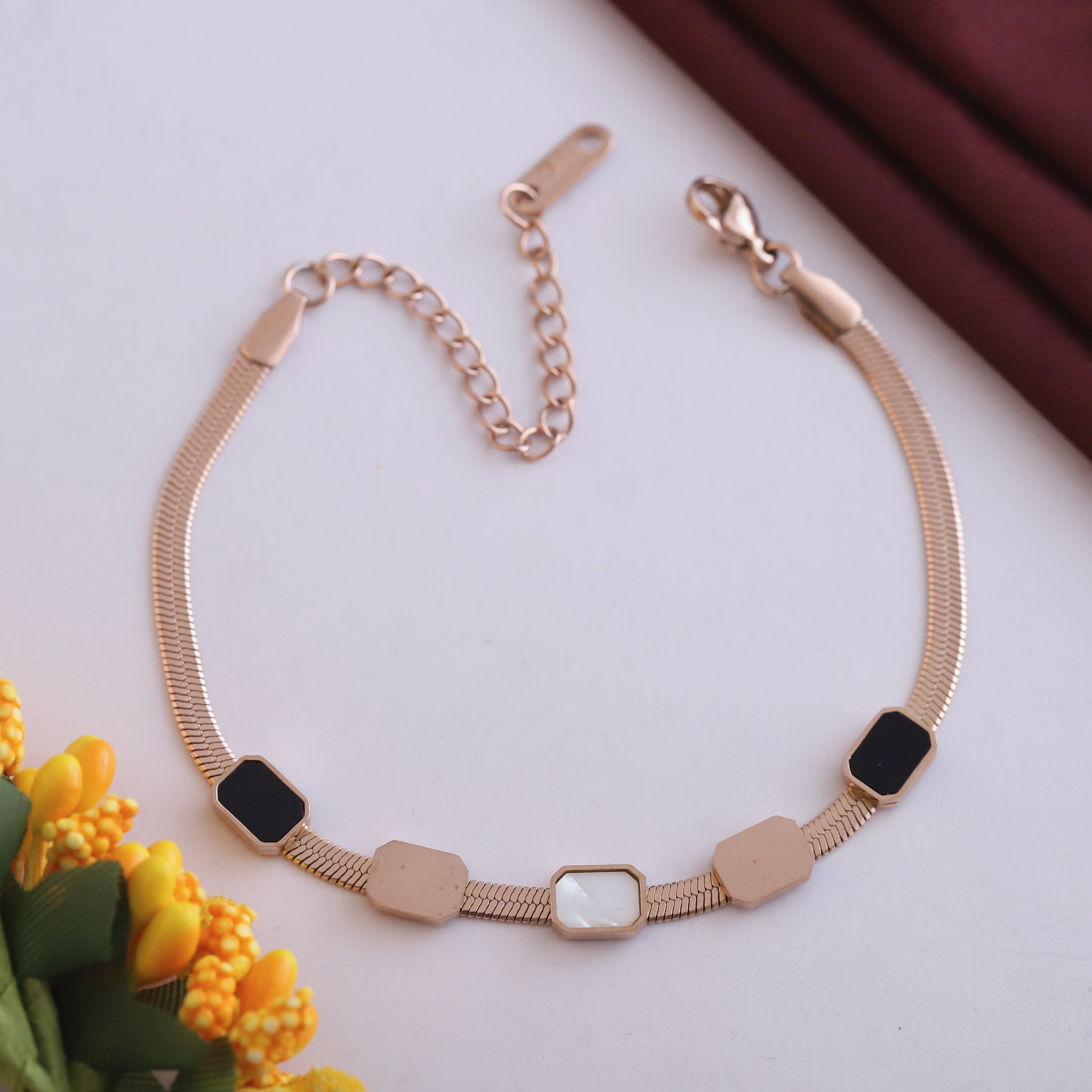 Snake Chain Bracelet Gold Plated – Single Layer, Anti-Tarnish, Waterproof(ROSE GOLD)