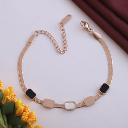 Snake Chain Bracelet Gold Plated – Single Layer, Anti-Tarnish, Waterproof(ROSE GOLD)