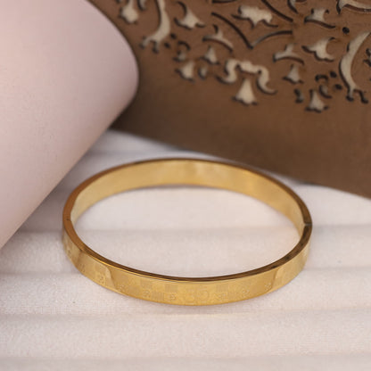Premium Men’s Gold-Tone Bracelet with OM Engraving – Modern Minimalist Bangle for Stylish & Confident Look