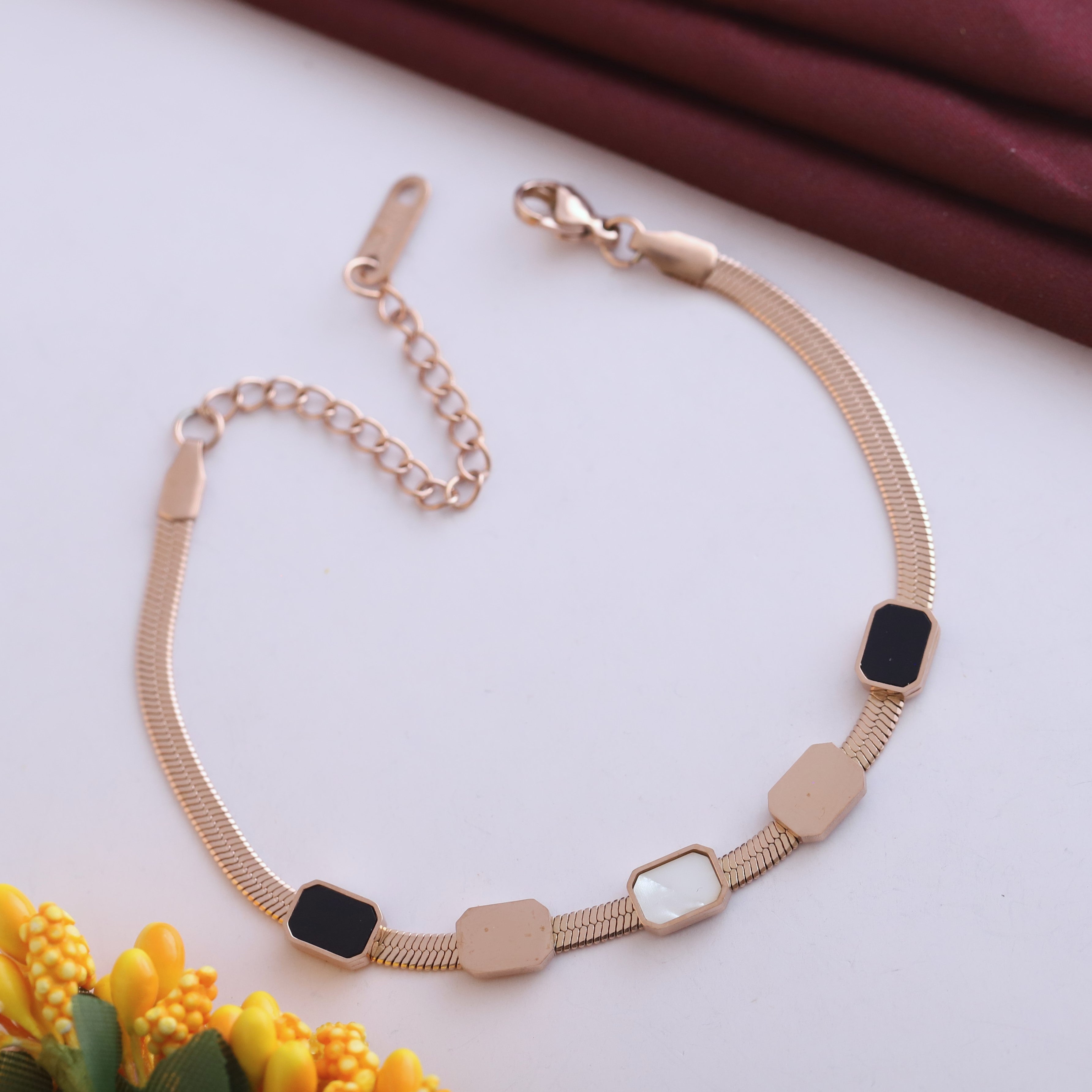 Snake Chain Bracelet Gold Plated – Single Layer, Anti-Tarnish, Waterproof(ROSE GOLD)