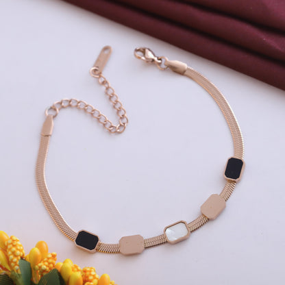 Snake Chain Bracelet Gold Plated – Single Layer, Anti-Tarnish, Waterproof(ROSE GOLD)