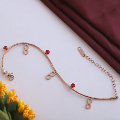Infinity Charms Chain Bracelet Gold Plated – Single Layer, Anti-Tarnish, Waterproof, Minimalist Style (ROSE GOLD)
