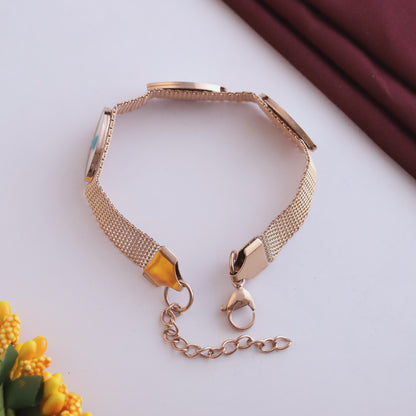 Evil Eye Honey Comb Chain Bracelet Gold Plated – Single Layer, Anti-Tarnish, Waterproof (ROSE GOLD)