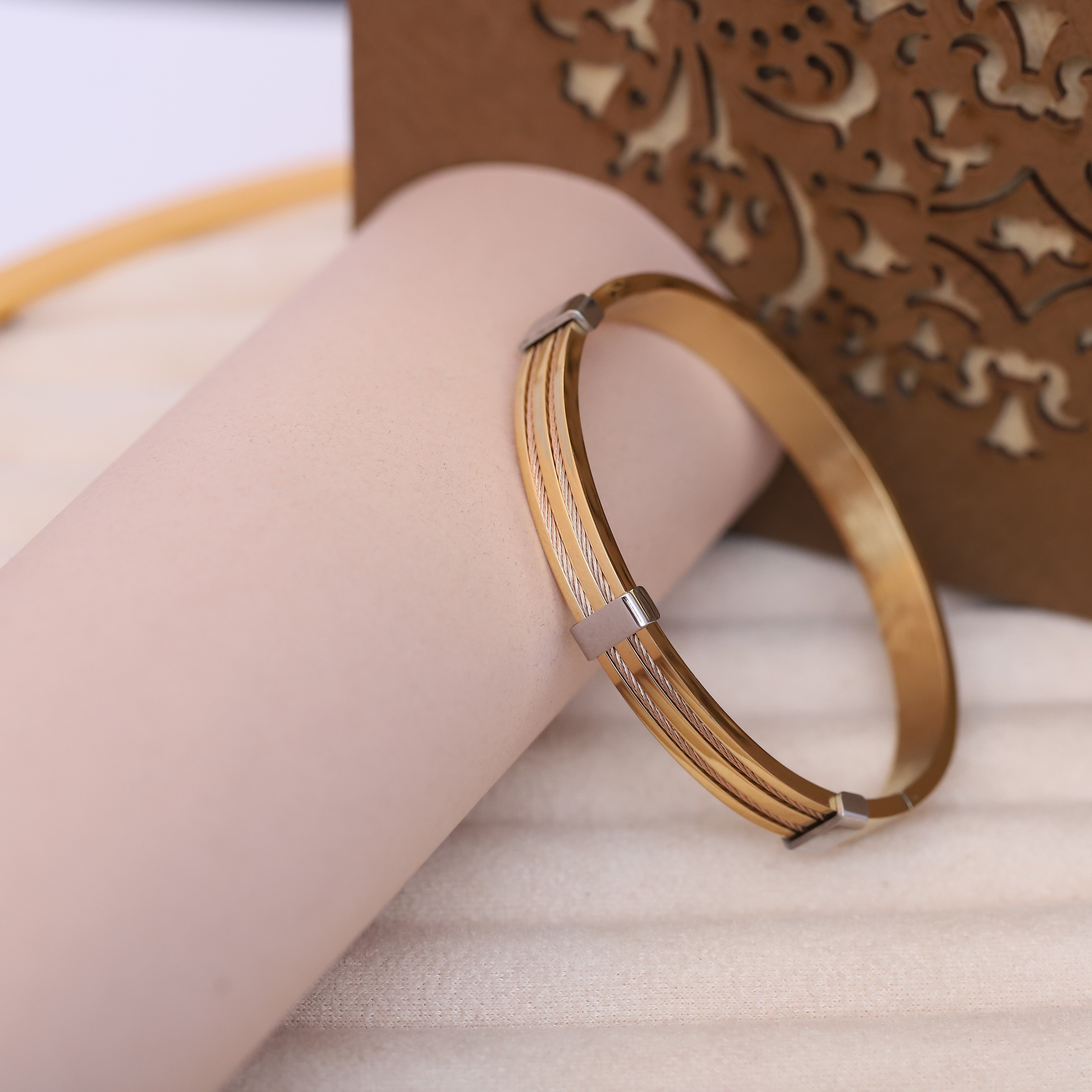 Titan Edge Dual-Tone 18K Gold-Plated Men’s Bracelet