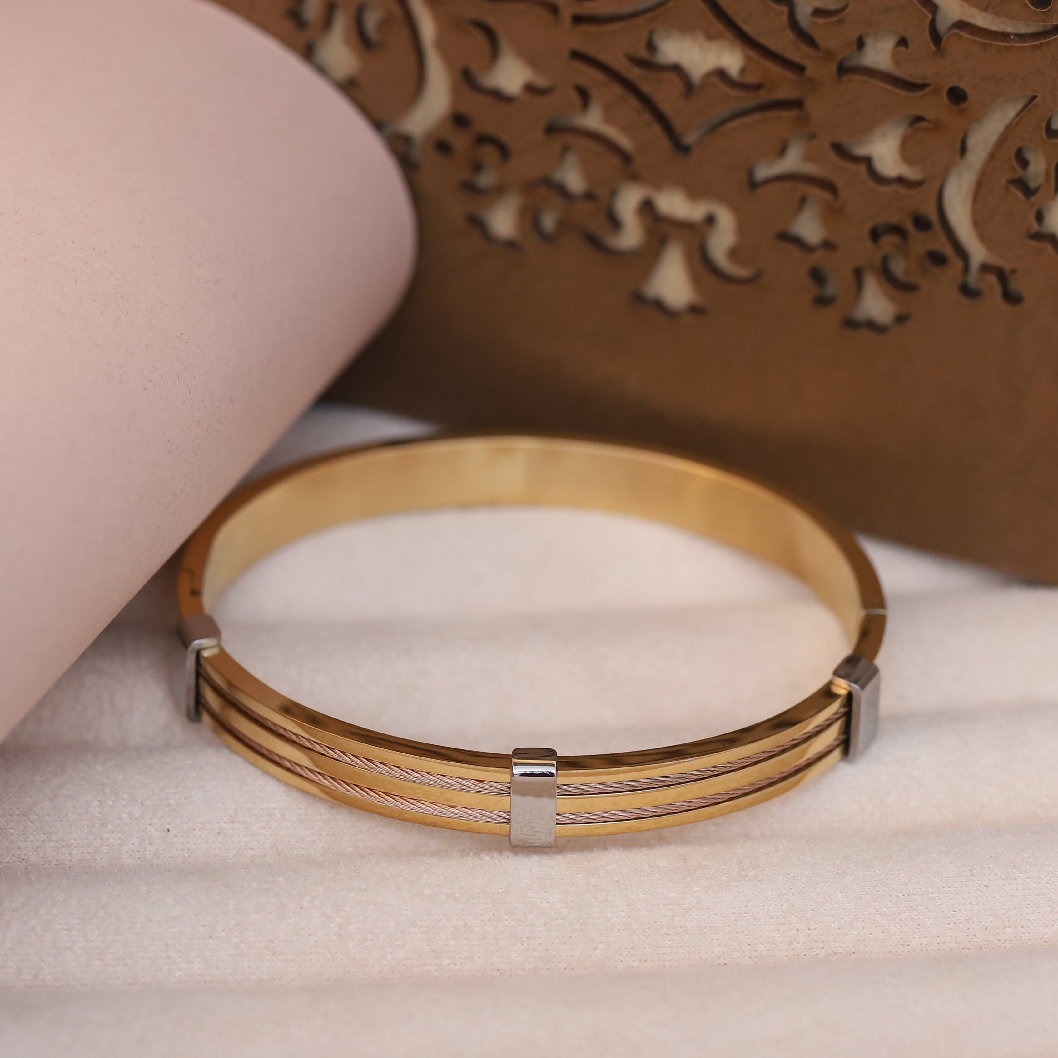 Titan Edge Dual-Tone 18K Gold-Plated Men’s Bracelet
