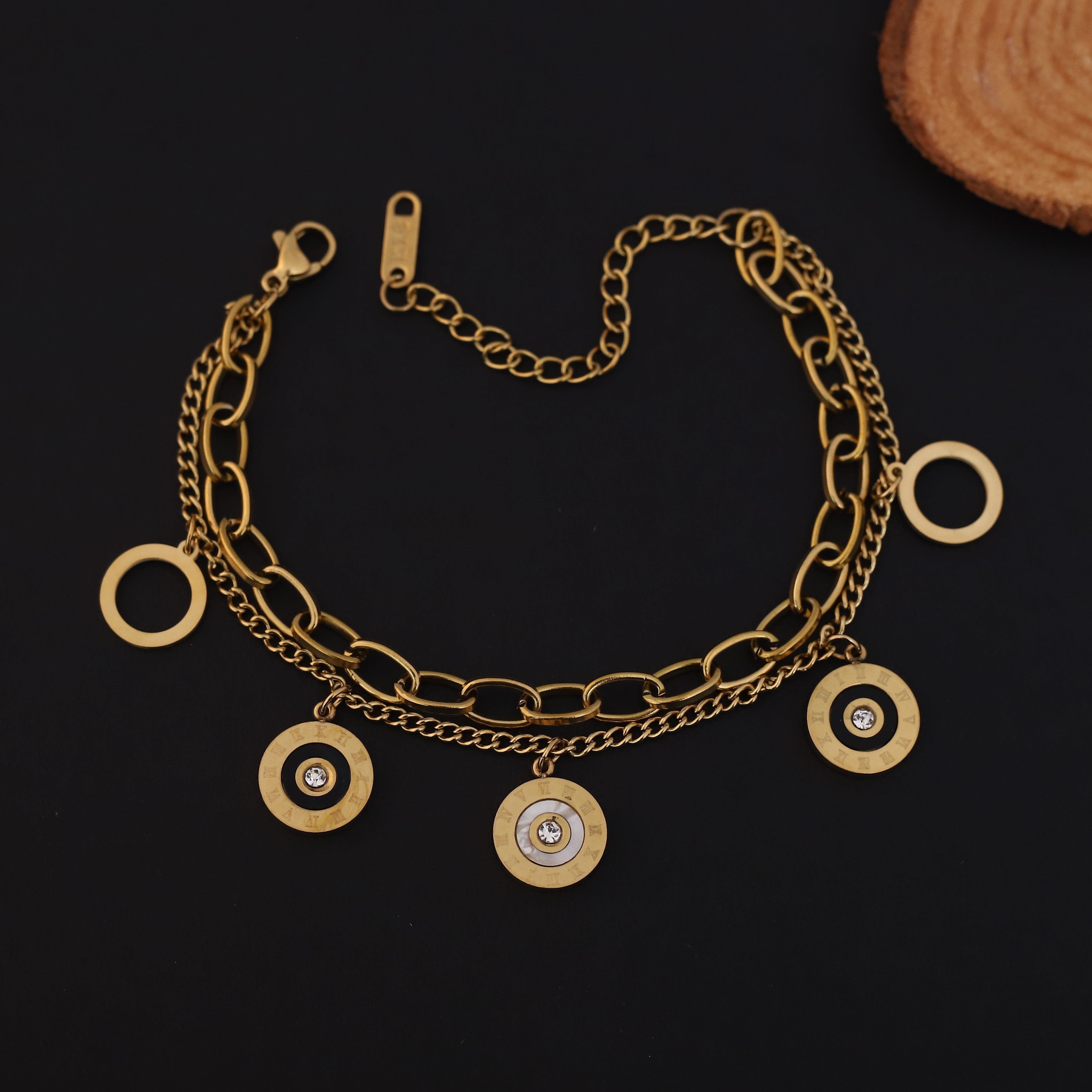Charm Chain Bracelet Gold Plated – Double Layer, Anti-Tarnish, Waterproof, Minimalist Style (GOLD)