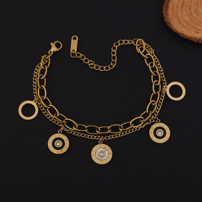 Charm Chain Bracelet Gold Plated – Double Layer, Anti-Tarnish, Waterproof, Minimalist Style (GOLD)