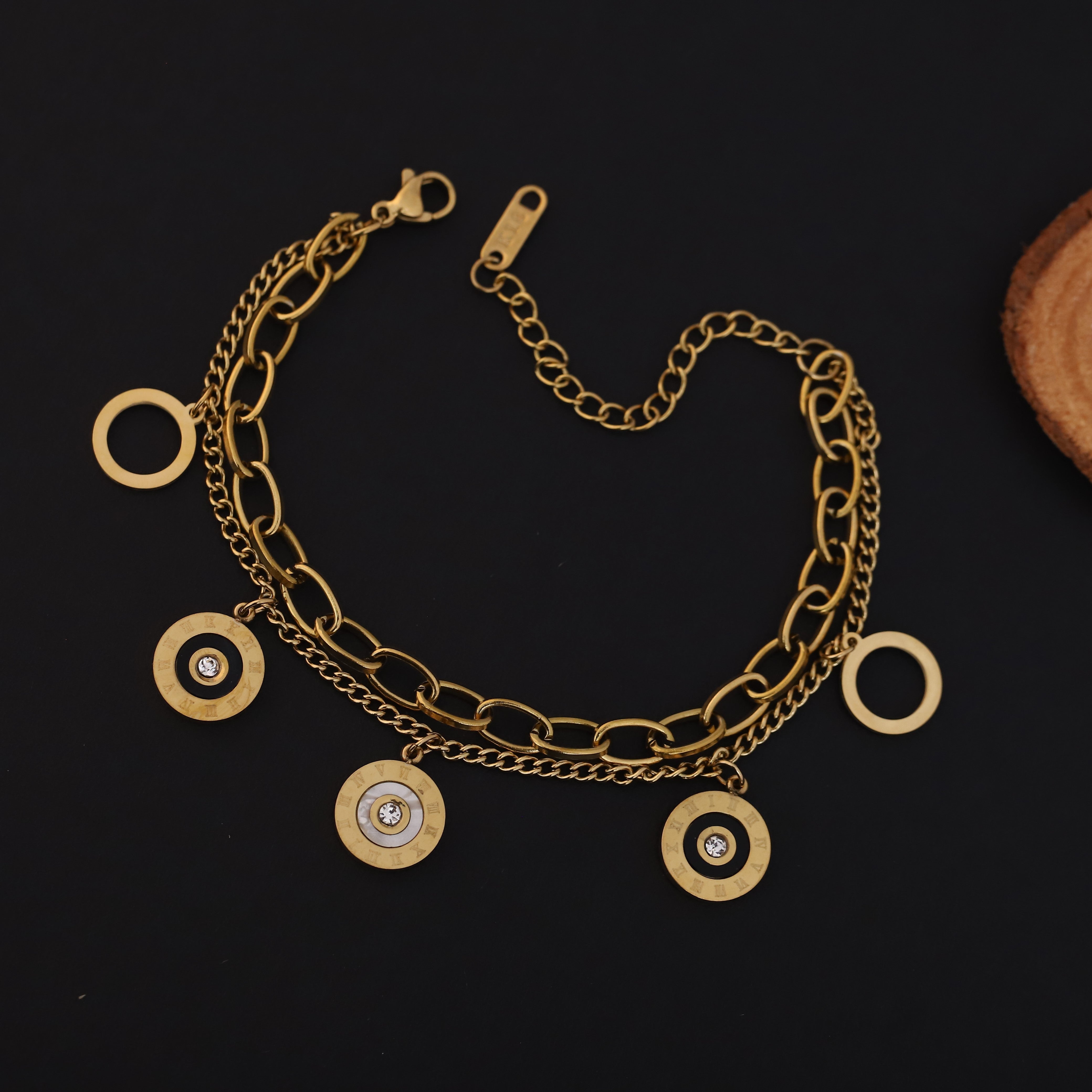 Charm Chain Bracelet Gold Plated – Double Layer, Anti-Tarnish, Waterproof, Minimalist Style (GOLD)