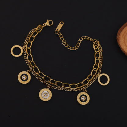 Charm Chain Bracelet Gold Plated – Double Layer, Anti-Tarnish, Waterproof, Minimalist Style (GOLD)