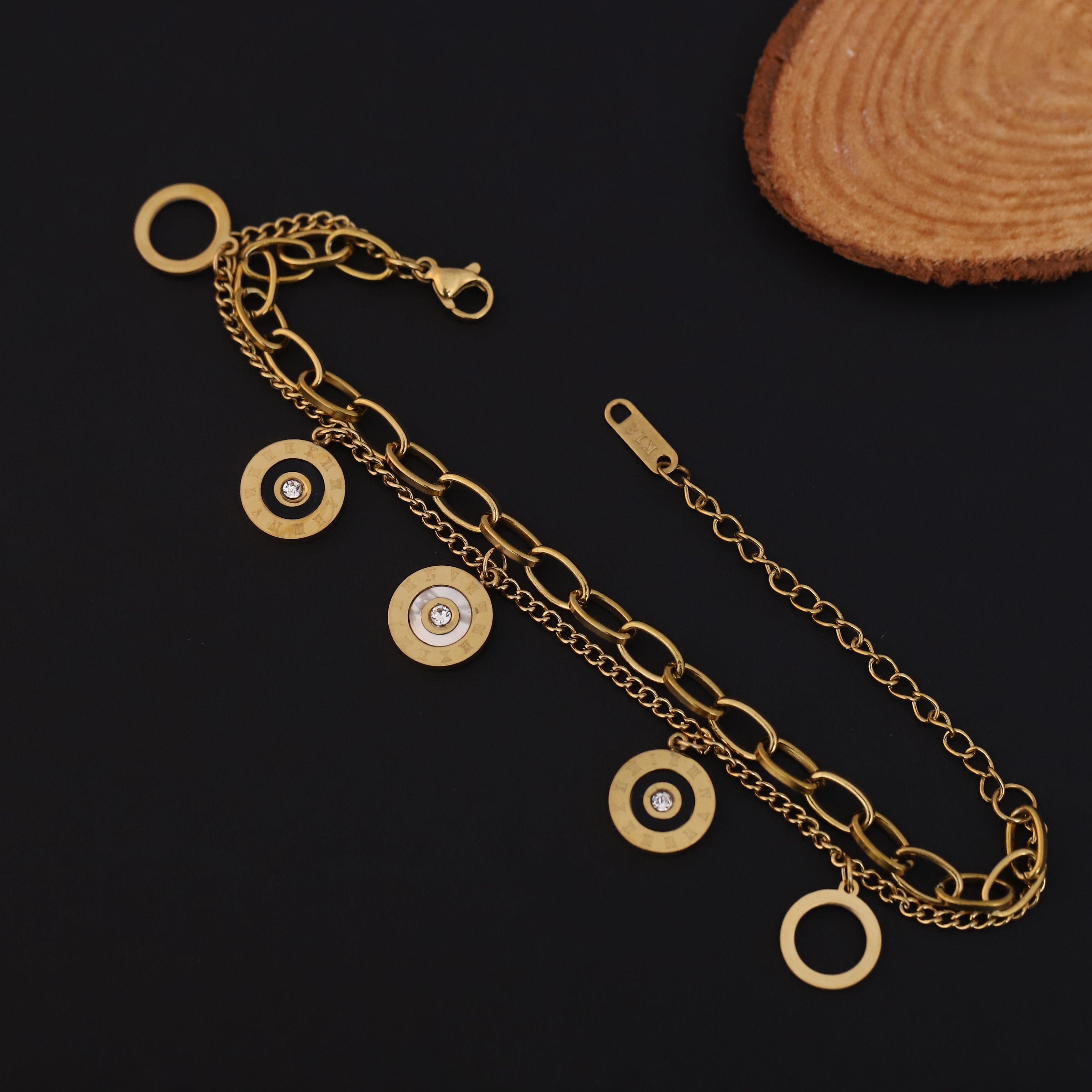 Charm Chain Bracelet Gold Plated – Double Layer, Anti-Tarnish, Waterproof, Minimalist Style (GOLD)
