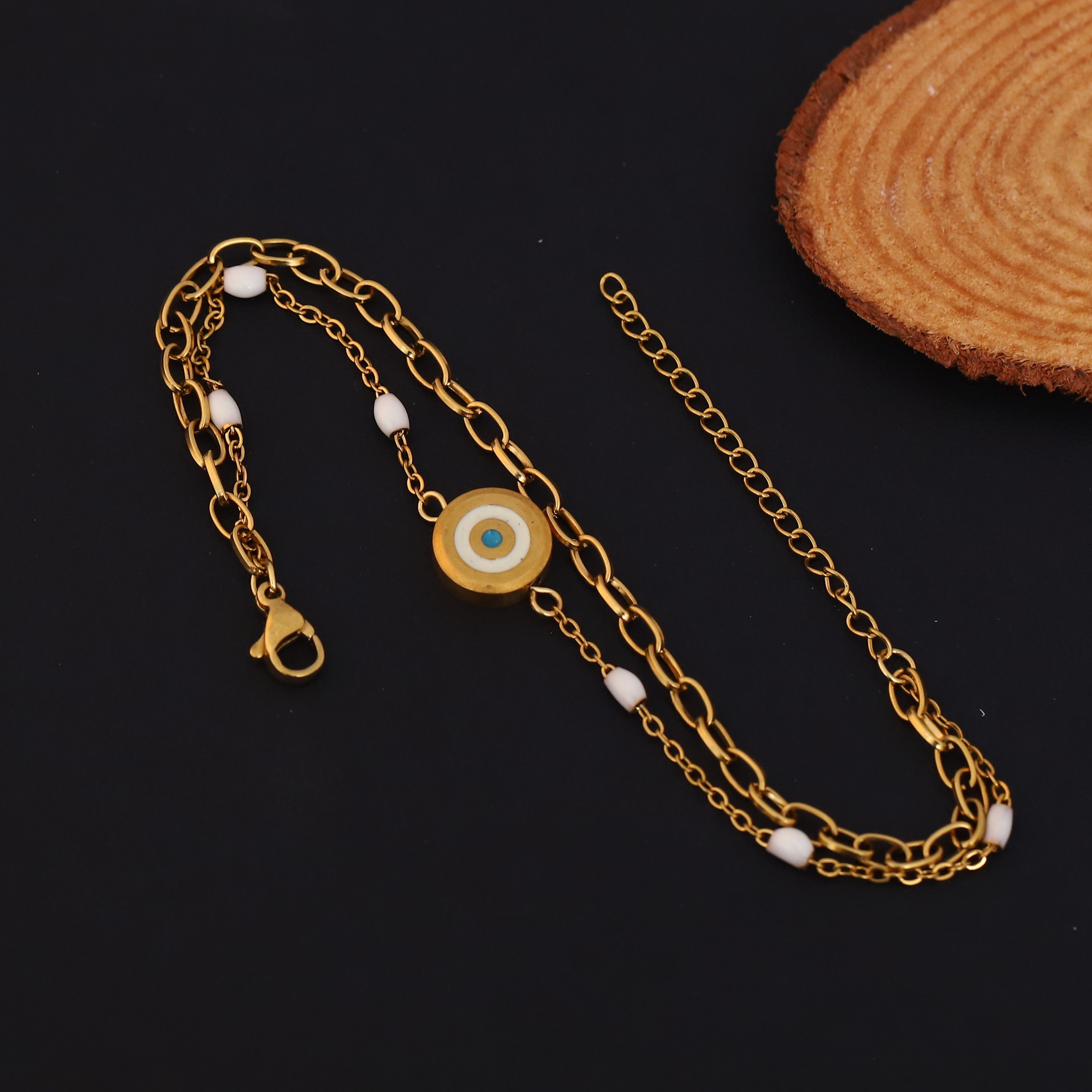 Evil Eye Charm Chain Bracelet Gold Plated – Double Layer, Anti-Tarnish, Waterproof(GOLD) (Copy)