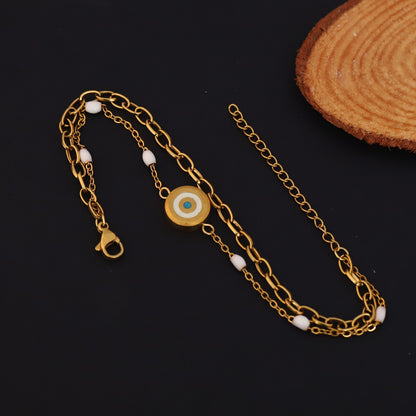 Evil Eye Charm Chain Bracelet Gold Plated – Double Layer, Anti-Tarnish, Waterproof(GOLD) (Copy)