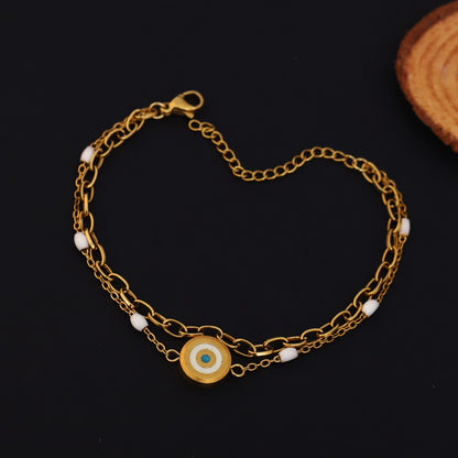 Evil Eye Charm Chain Bracelet Gold Plated – Double Layer, Anti-Tarnish, Waterproof(GOLD) (Copy)