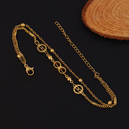 Infinity Charm Chain Bracelet Gold Plated – Double Layer, Anti-Tarnish, Waterproof(GOLD)