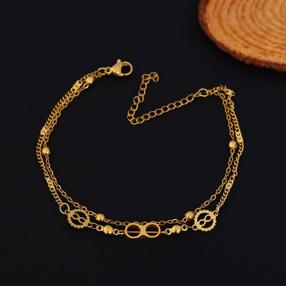 Infinity Charm Chain Bracelet Gold Plated – Double Layer, Anti-Tarnish, Waterproof(GOLD)