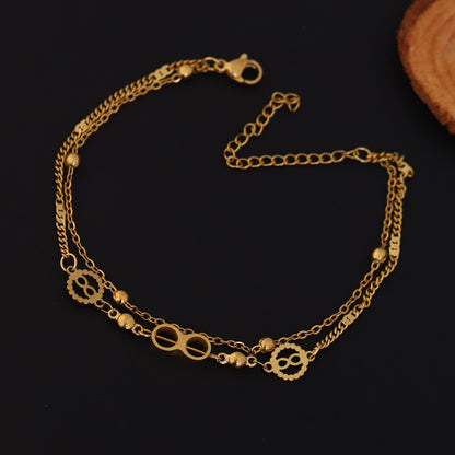 Infinity Charm Chain Bracelet Gold Plated – Double Layer, Anti-Tarnish, Waterproof(GOLD)