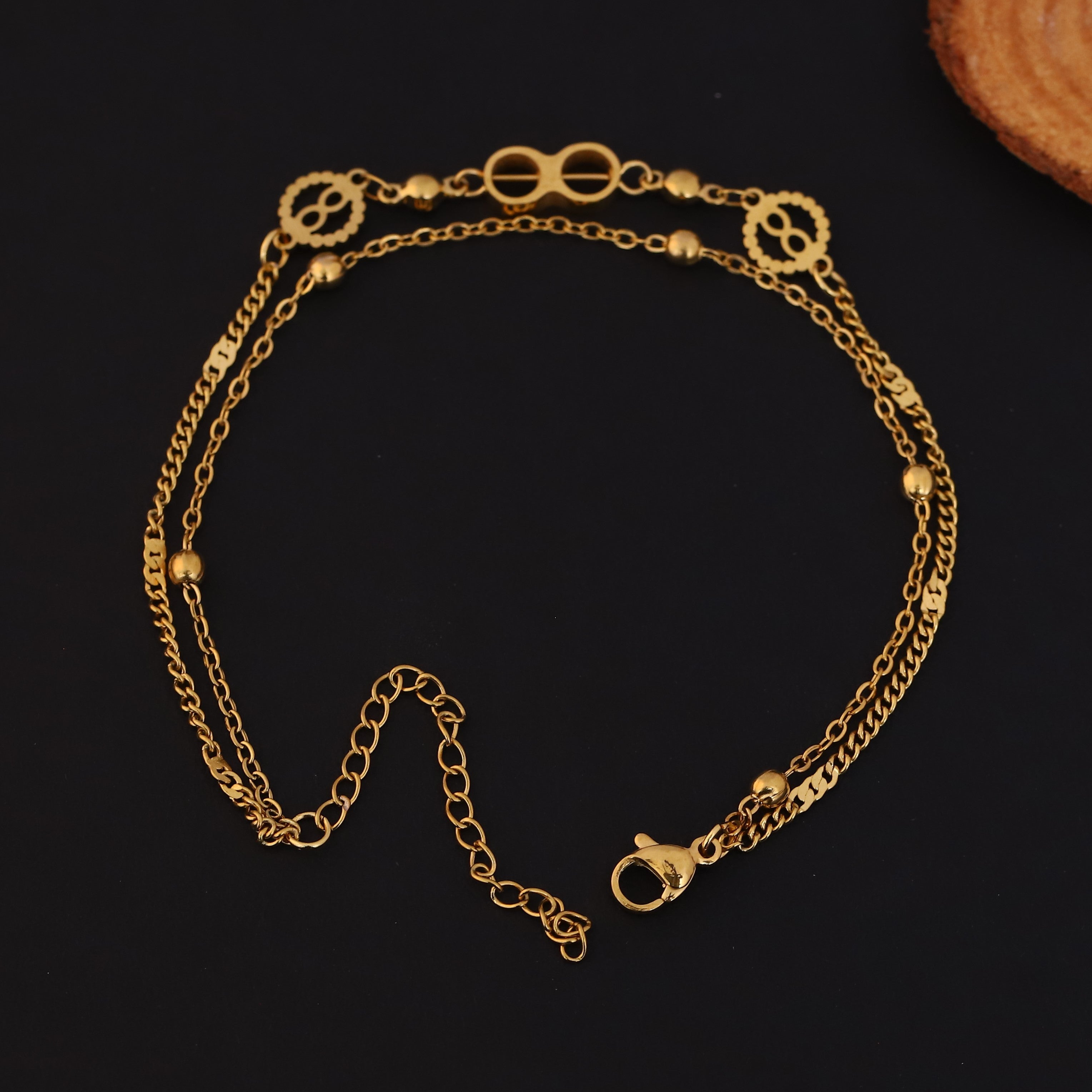 Infinity Charm Chain Bracelet Gold Plated – Double Layer, Anti-Tarnish, Waterproof(GOLD)