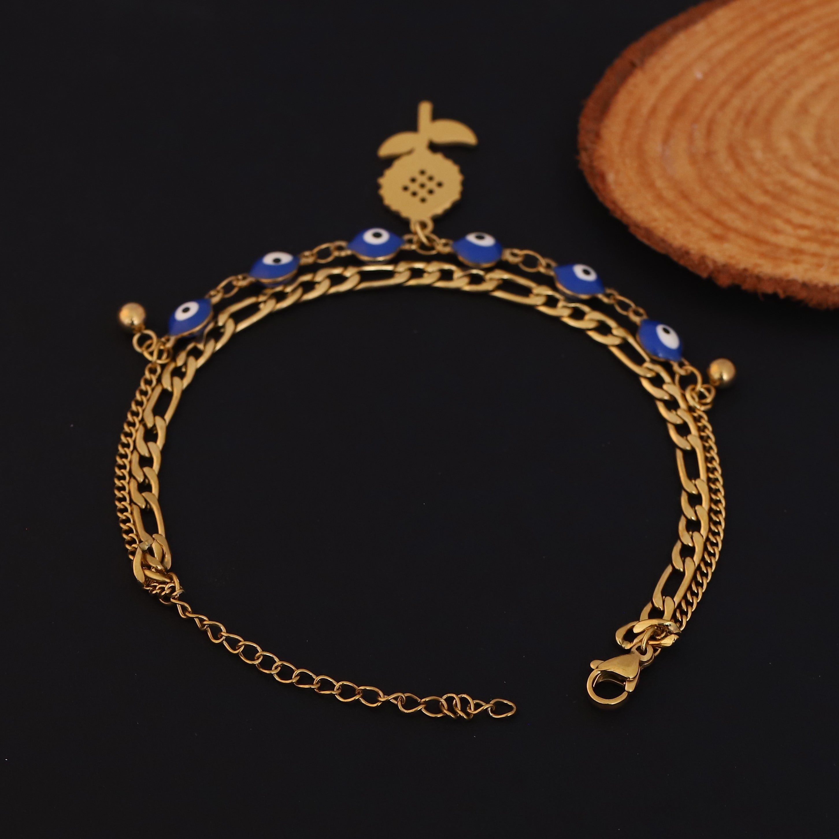 Flower Charm Chain Bracelet Gold Plated – Double Layer, Anti-Tarnish, Waterproof(ROSE GOLD)