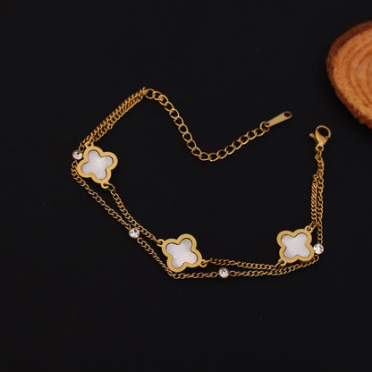 Charm Chain Bracelet Gold Plated – Double Layer, Anti-Tarnish, Waterproof, Minimalist Style (GOLD)