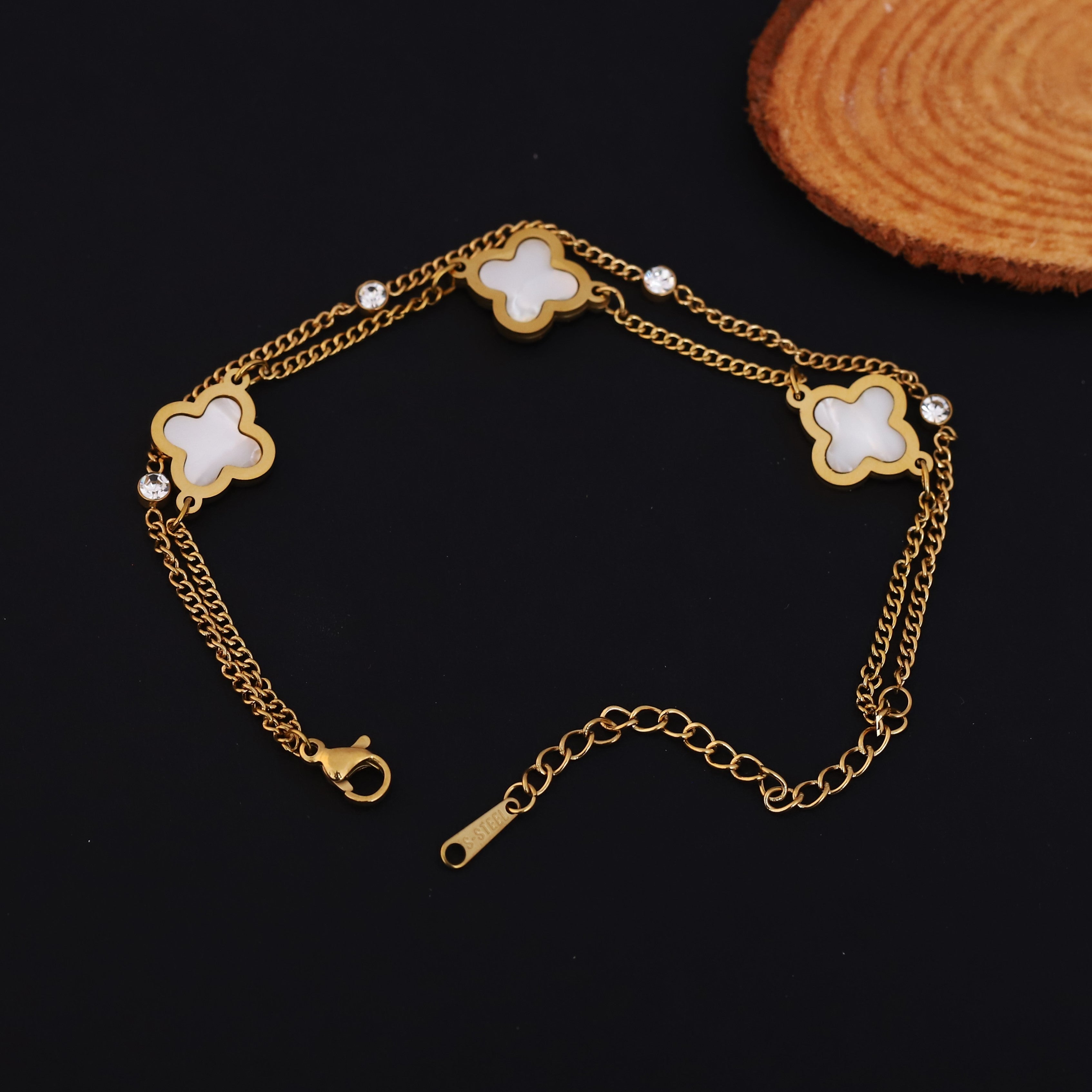 Charm Chain Bracelet Gold Plated – Double Layer, Anti-Tarnish, Waterproof, Minimalist Style (GOLD)