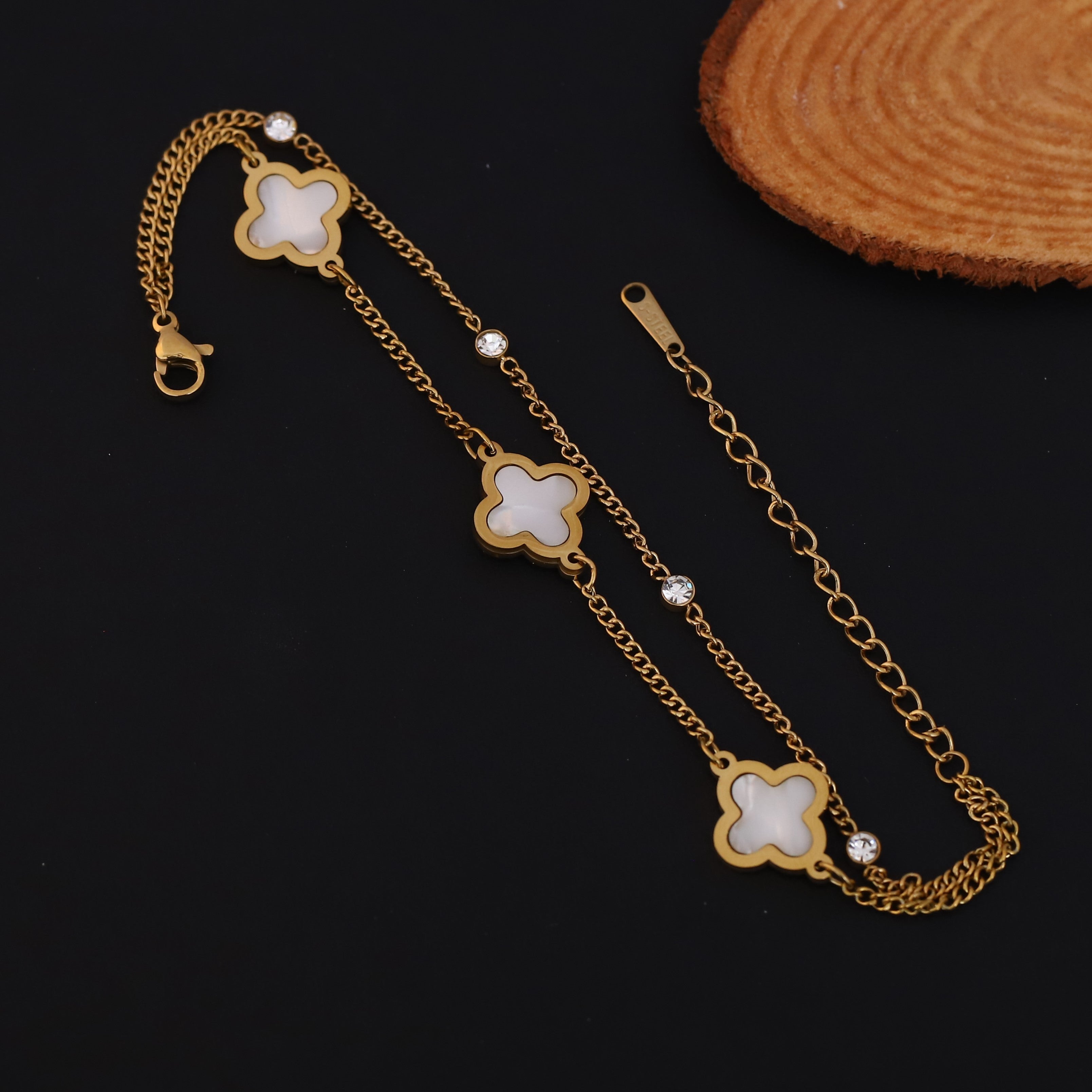 Charm Chain Bracelet Gold Plated – Double Layer, Anti-Tarnish, Waterproof, Minimalist Style (GOLD)