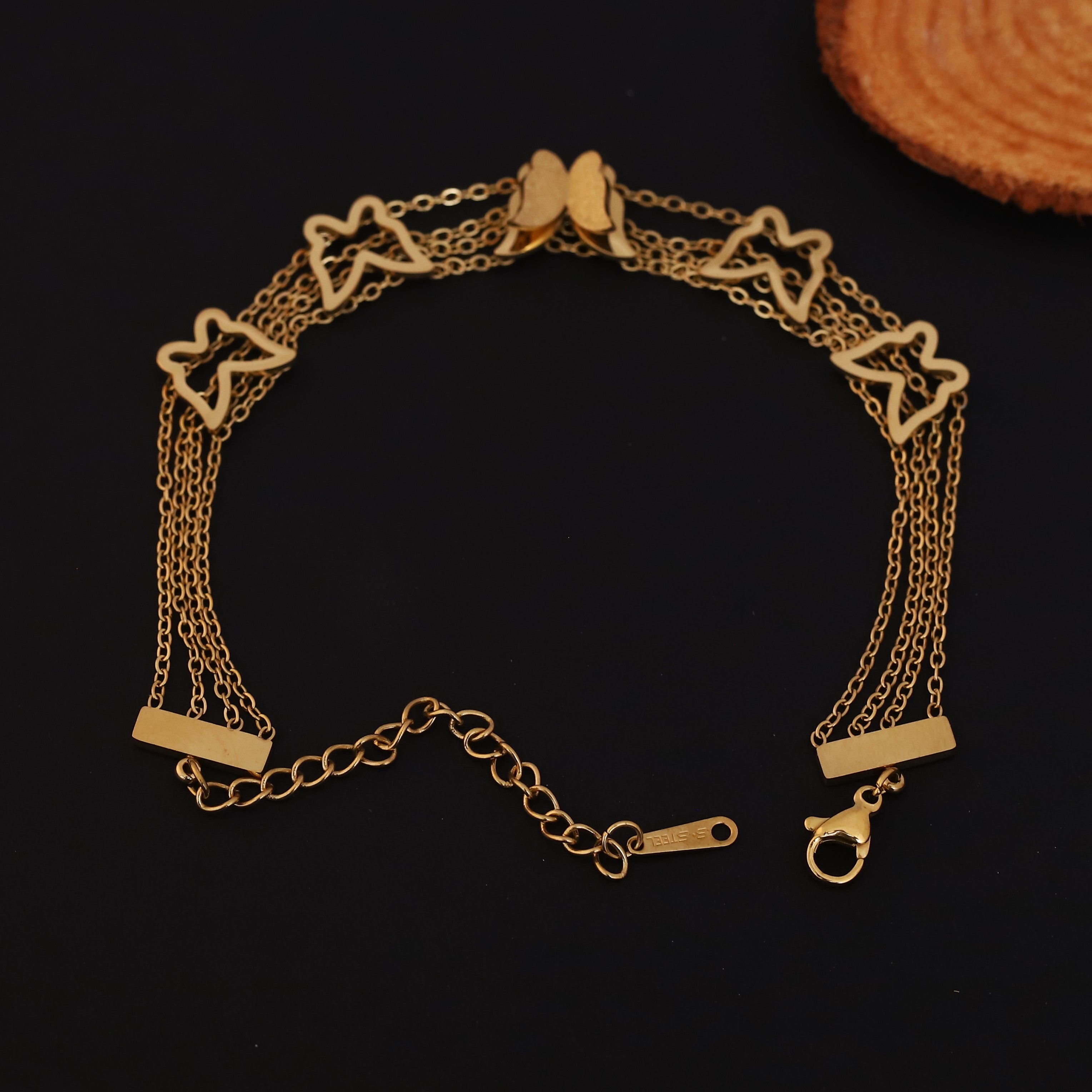 Charm Chain Bracelet Gold Plated – Double Layer, Anti-Tarnish, Waterproof, Minimalist Style (GOLD)