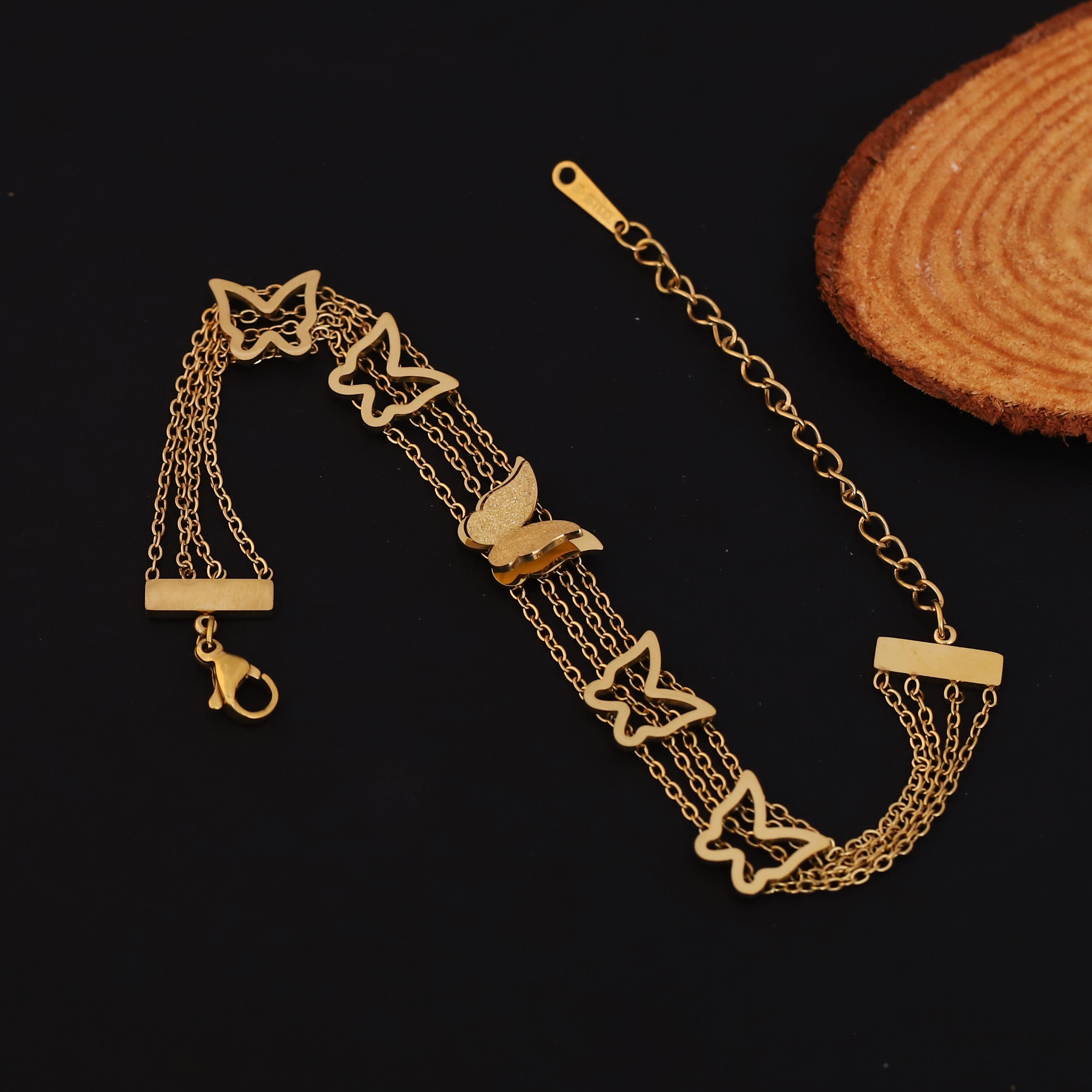 Charm Chain Bracelet Gold Plated – Double Layer, Anti-Tarnish, Waterproof, Minimalist Style (GOLD)