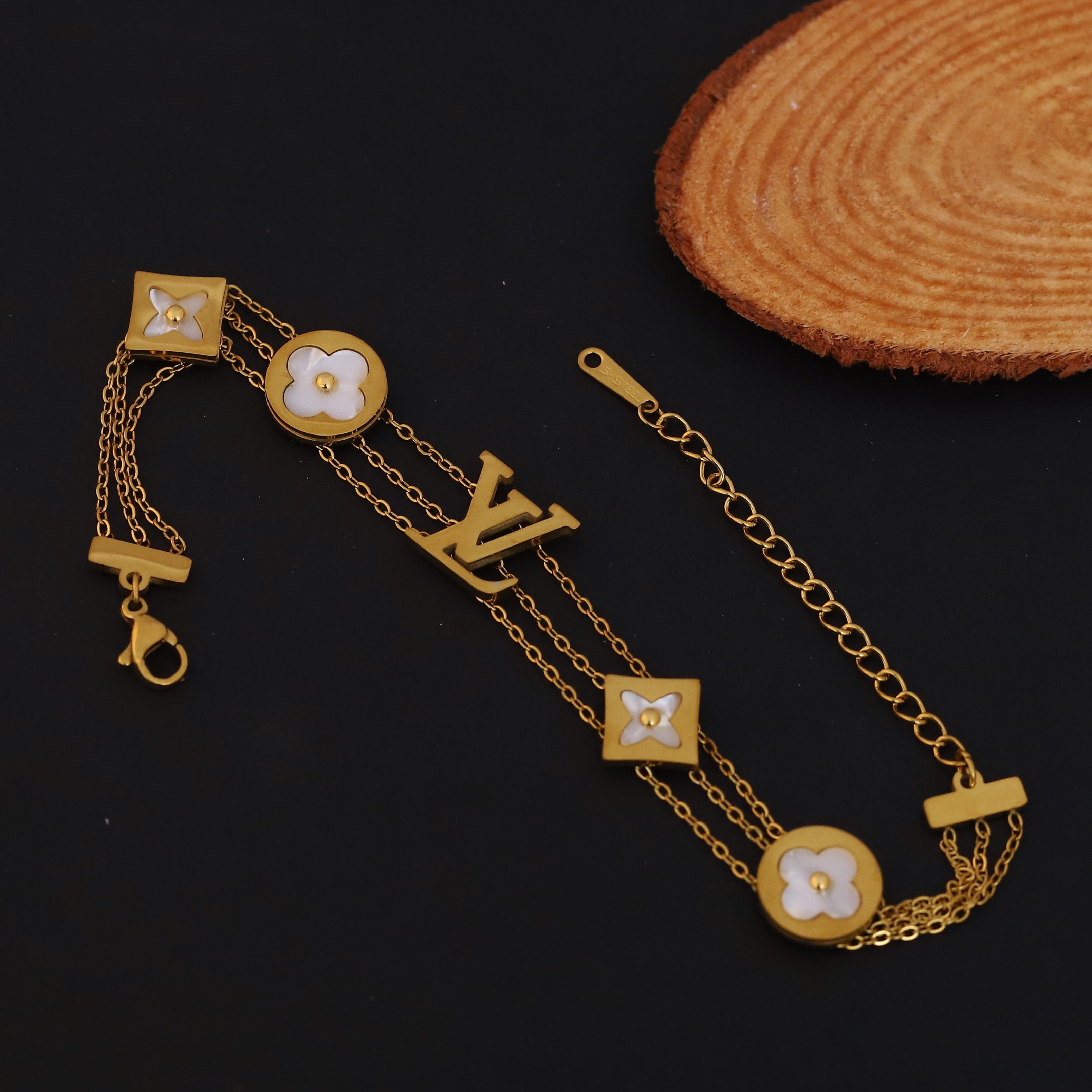 Charm Chain Bracelet Gold Plated – Double Layer, Anti-Tarnish, Waterproof, Minimalist Style (GOLD)