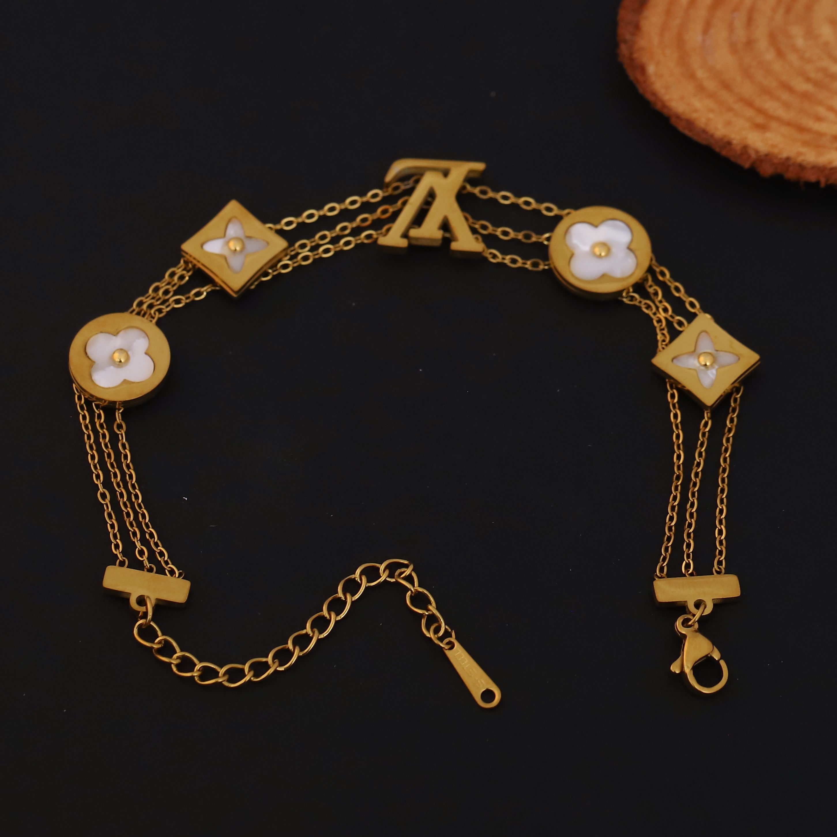 Charm Chain Bracelet Gold Plated – Double Layer, Anti-Tarnish, Waterproof, Minimalist Style (GOLD)