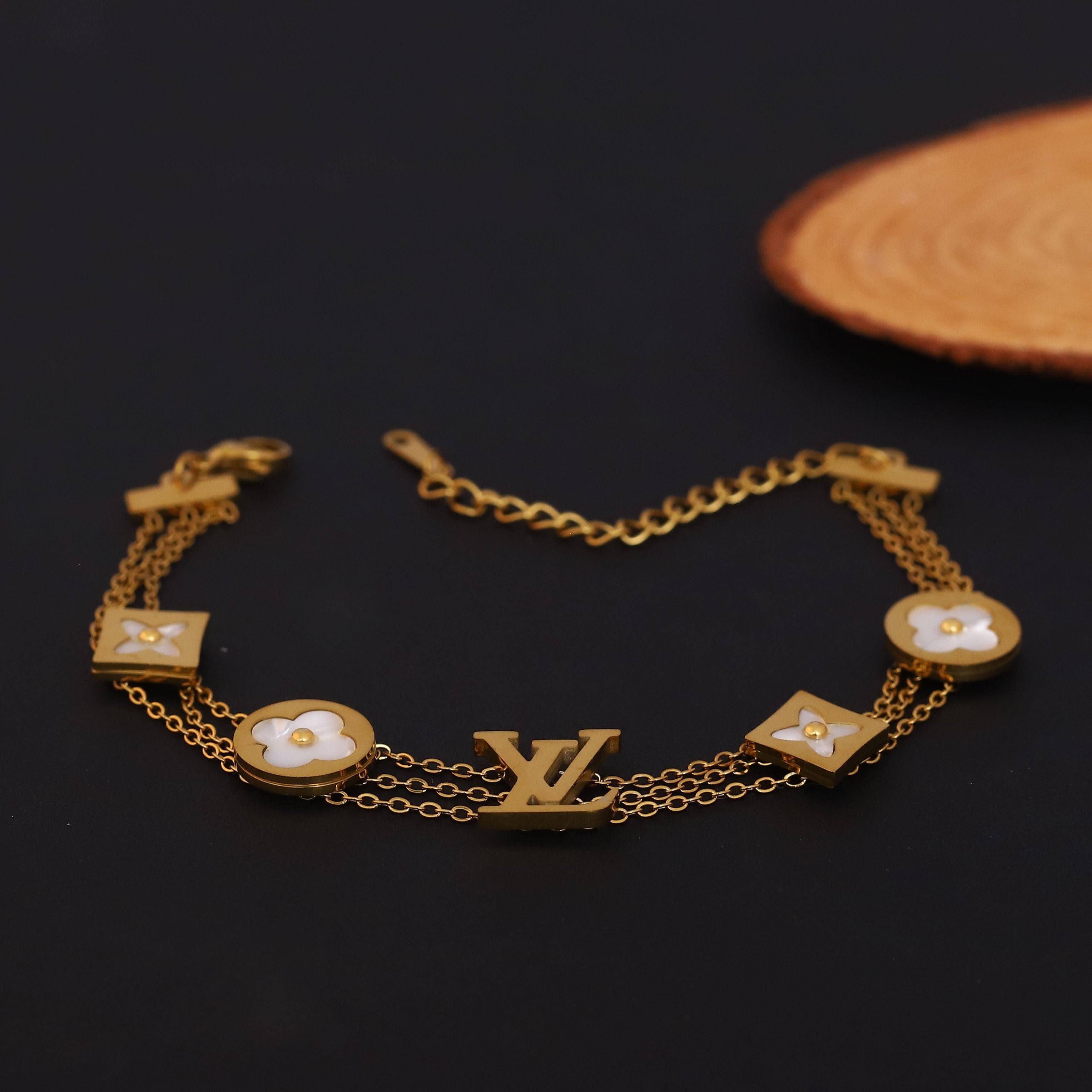 Charm Chain Bracelet Gold Plated – Double Layer, Anti-Tarnish, Waterproof, Minimalist Style (GOLD)