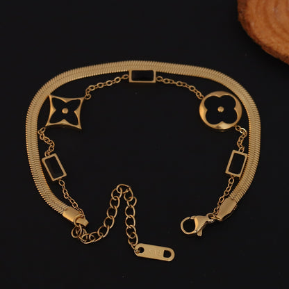 Charm Chain Bracelet Gold Plated – Double Layer, Anti-Tarnish, Waterproof, Minimalist Style (GOLD)