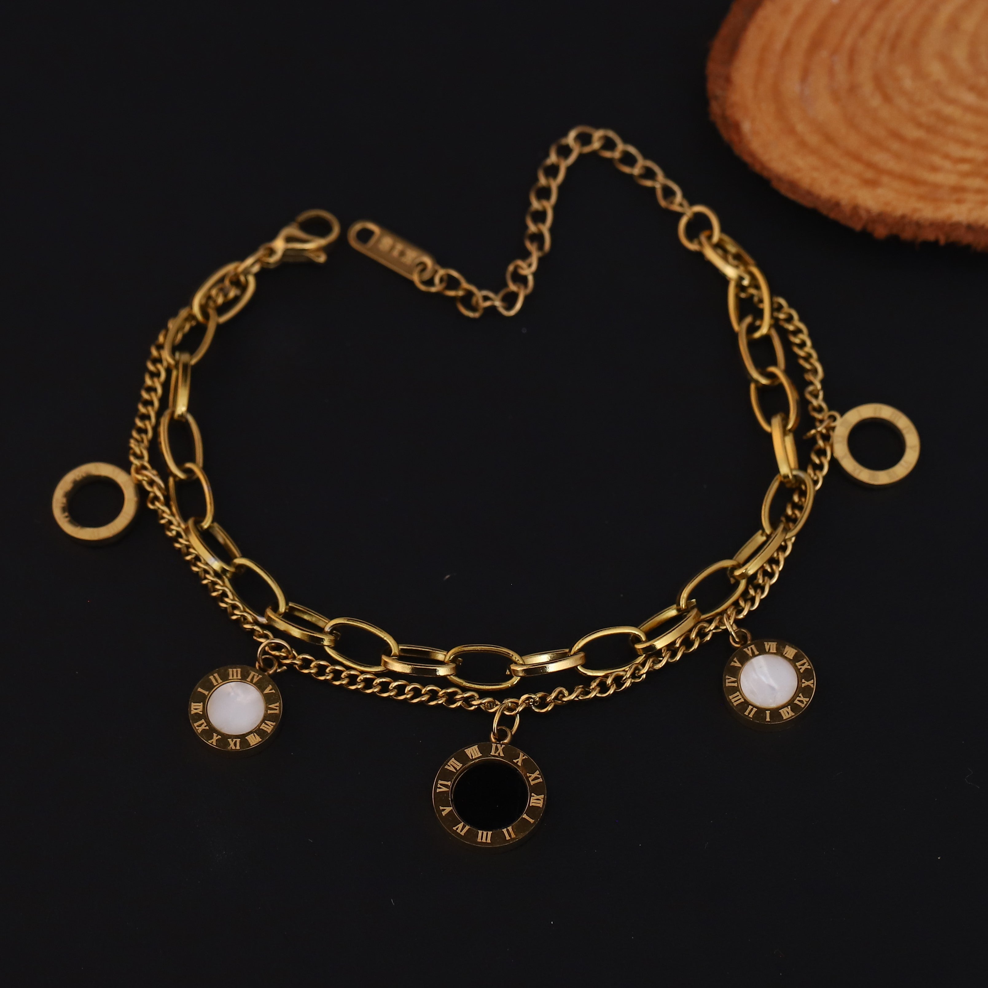 Charm Chain Bracelet Gold Plated – Double Layer, Anti-Tarnish, Waterproof, Minimalist Style (GOLD)