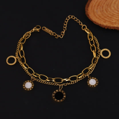 Charm Chain Bracelet Gold Plated – Double Layer, Anti-Tarnish, Waterproof, Minimalist Style (GOLD)