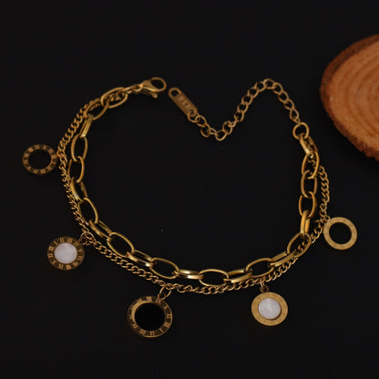 Charm Chain Bracelet Gold Plated – Double Layer, Anti-Tarnish, Waterproof, Minimalist Style (GOLD)