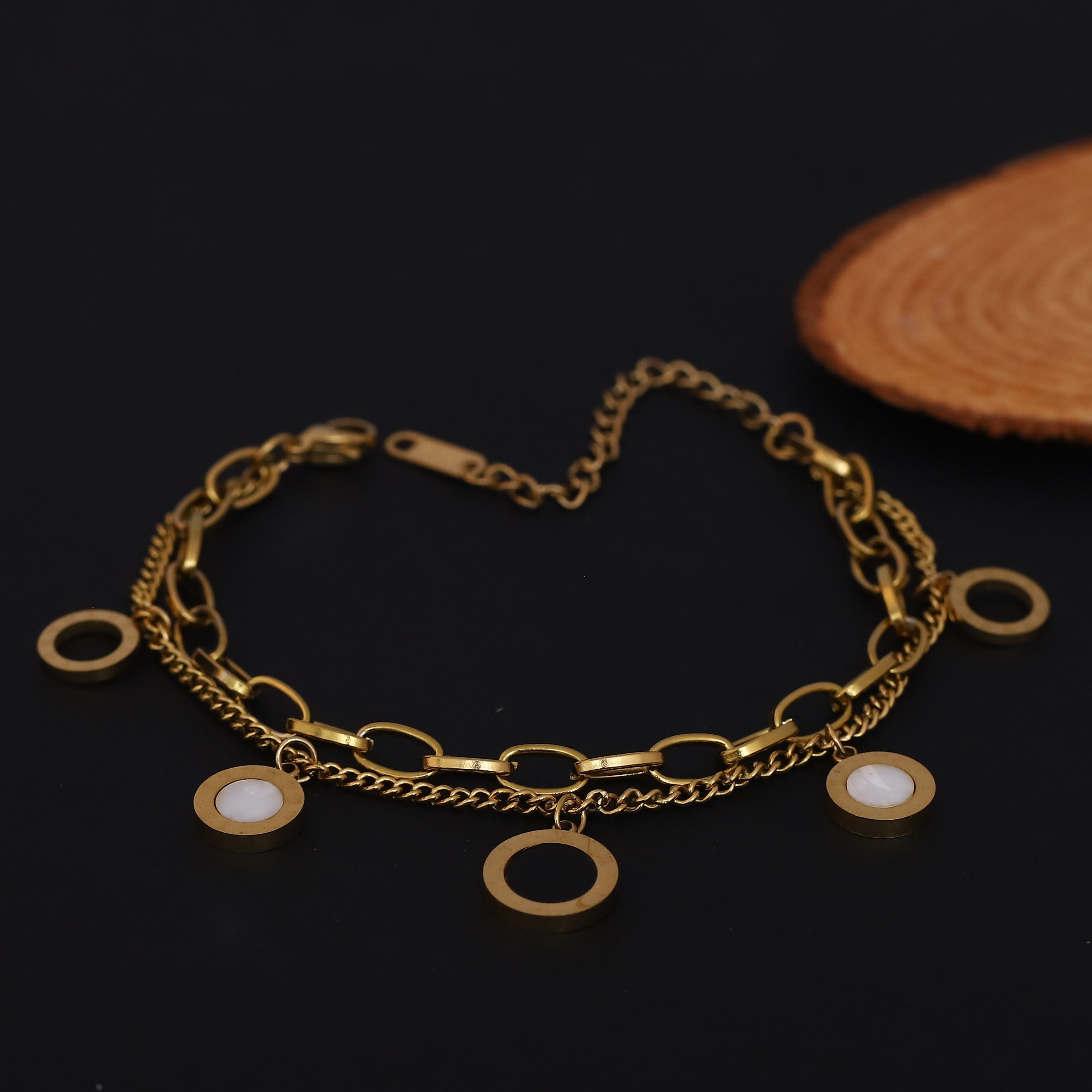 Charm Chain Bracelet Gold Plated – Double Layer, Anti-Tarnish, Waterproof, Minimalist Style (GOLD)