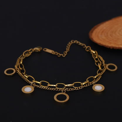 Charm Chain Bracelet Gold Plated – Double Layer, Anti-Tarnish, Waterproof, Minimalist Style (GOLD)