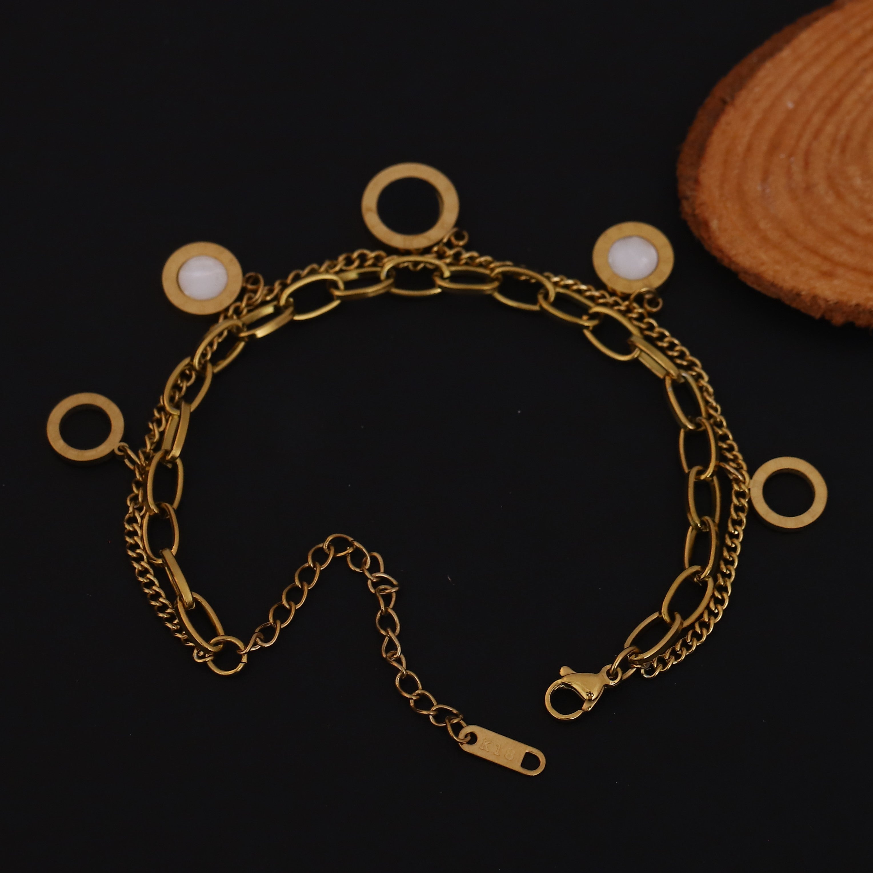 Charm Chain Bracelet Gold Plated – Double Layer, Anti-Tarnish, Waterproof, Minimalist Style (GOLD)