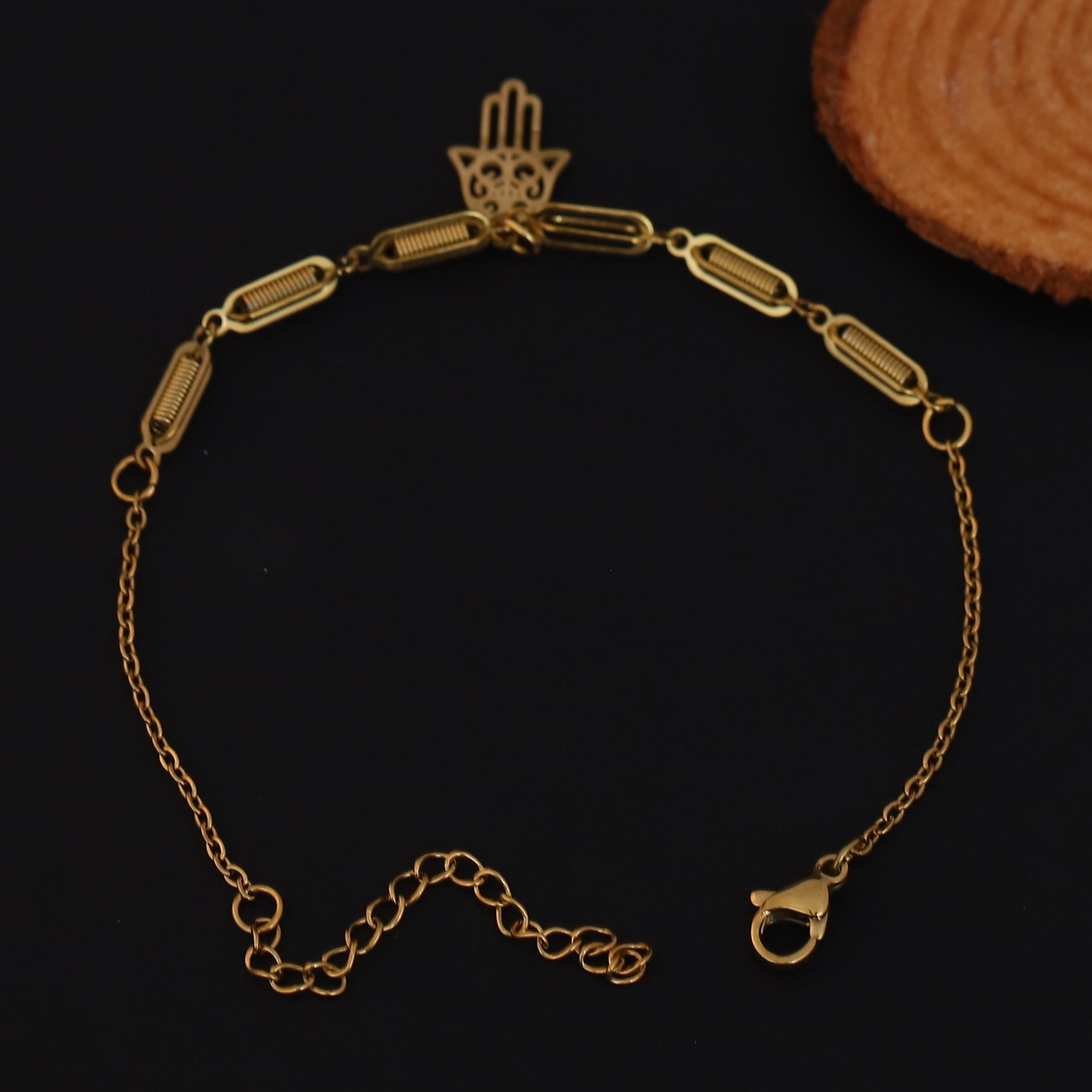 Hamza Chain Bracelet Gold Plated – Single Layer, Anti-Tarnish, Waterproof(GOLD)