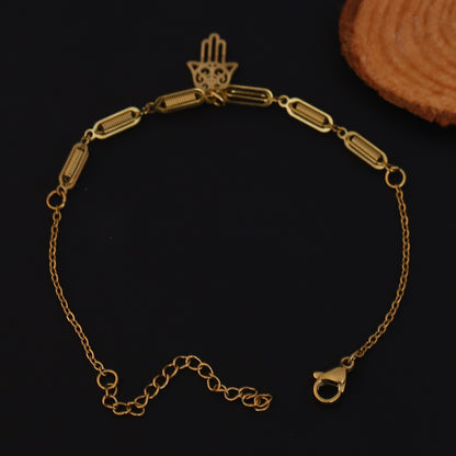 Hamza Chain Bracelet Gold Plated – Single Layer, Anti-Tarnish, Waterproof(GOLD)